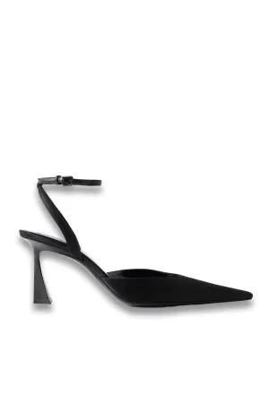 Aimee Leather-trimmed Satin Pumps