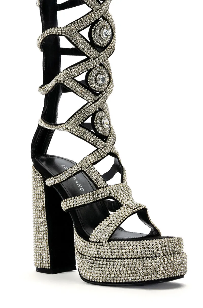 AZALEA WANG BACHELOR BLING STRAPPY SANDAL IN SILVER