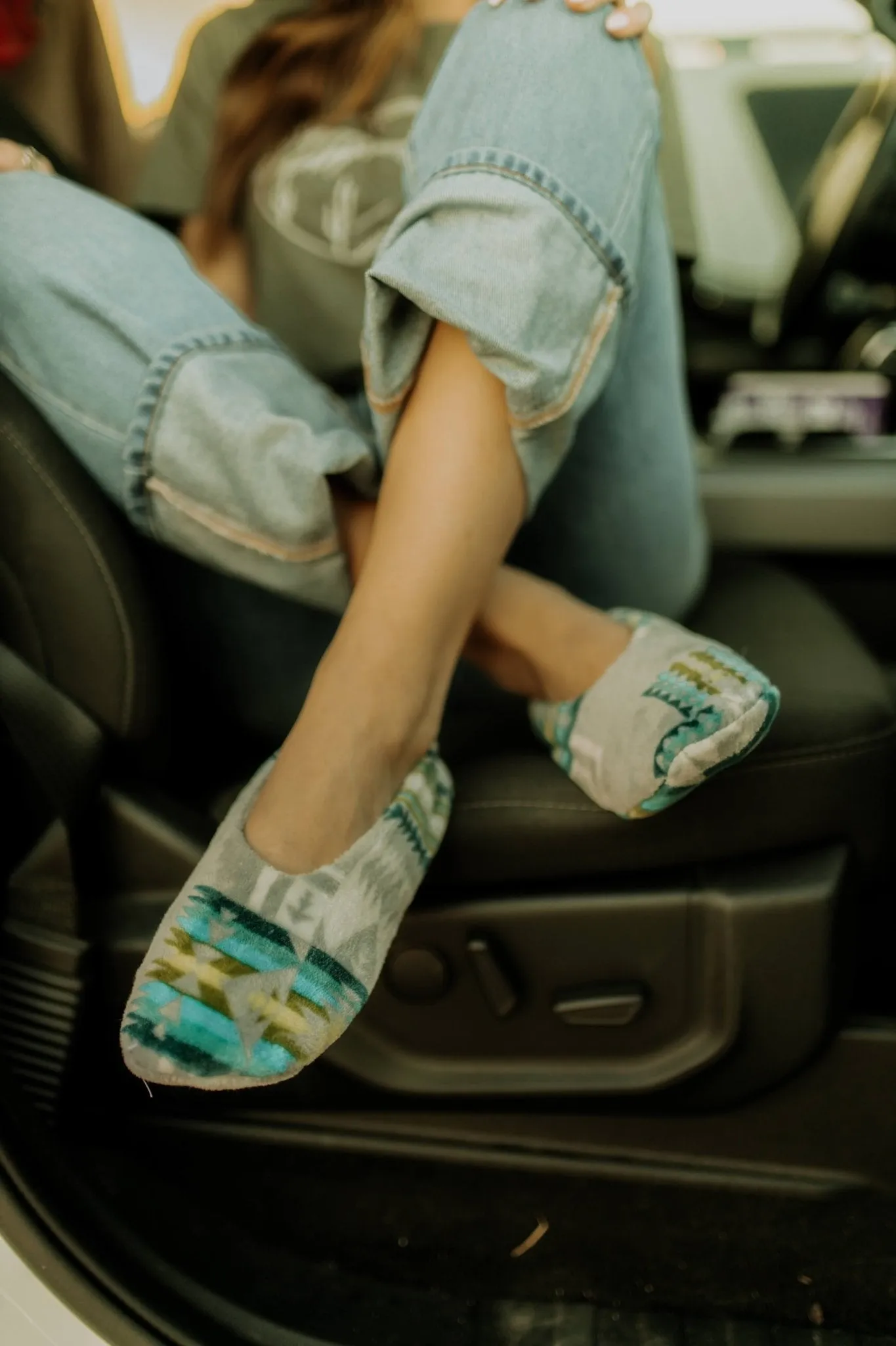 Aztec Slipper Sock - Grey