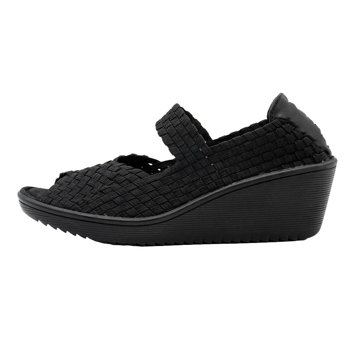 Baretraps Umma Mary Jane Wedge Sandals Fabric Black Colour For Women