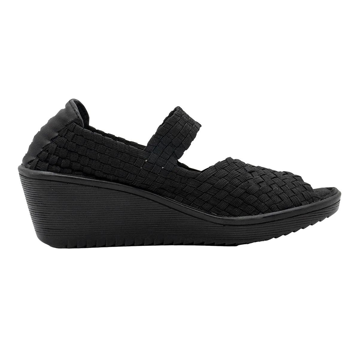 Baretraps Umma Mary Jane Wedge Sandals Fabric Black Colour For Women