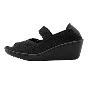 Baretraps Umma Mary Jane Wedge Sandals Fabric Black Colour For Women