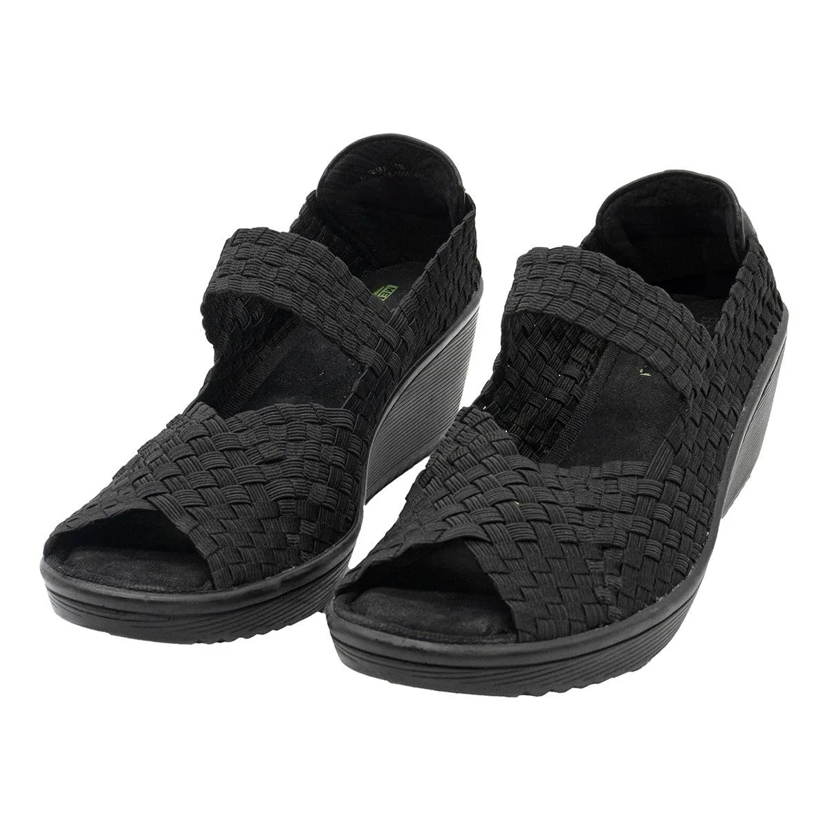 Baretraps Umma Mary Jane Wedge Sandals Fabric Black Colour For Women