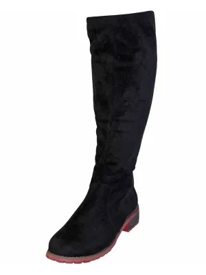 Black Faux Suede Knee High Riding Boots For Women Size 5.5