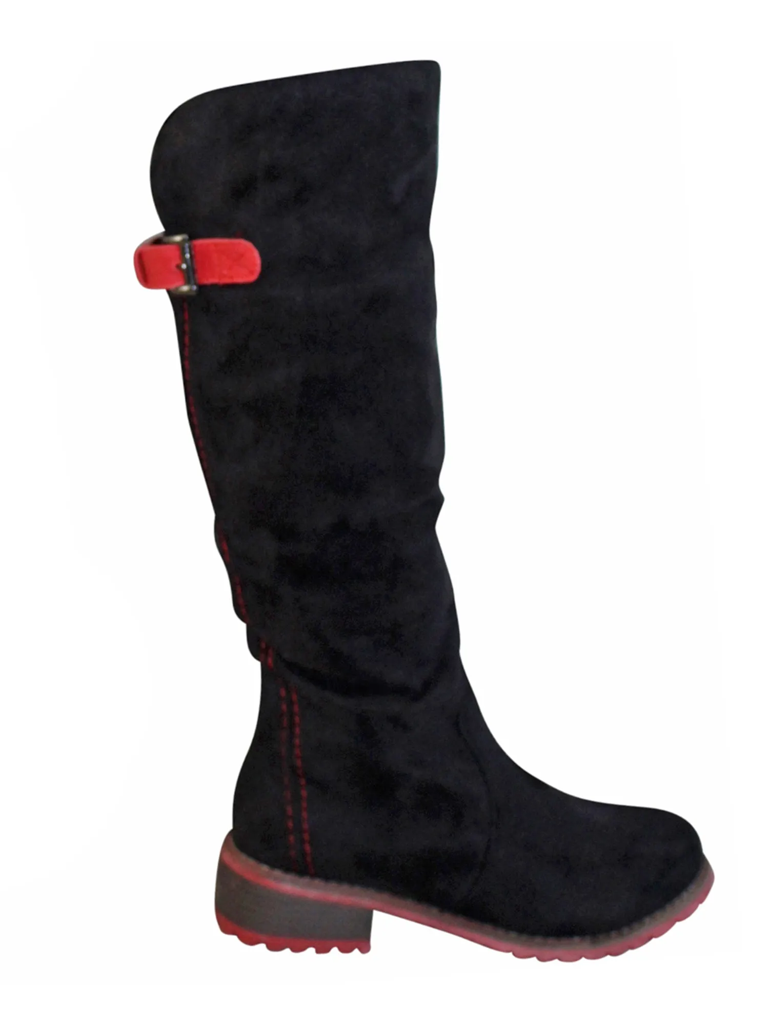 Black Faux Suede Knee High Riding Boots For Women Size 5.5