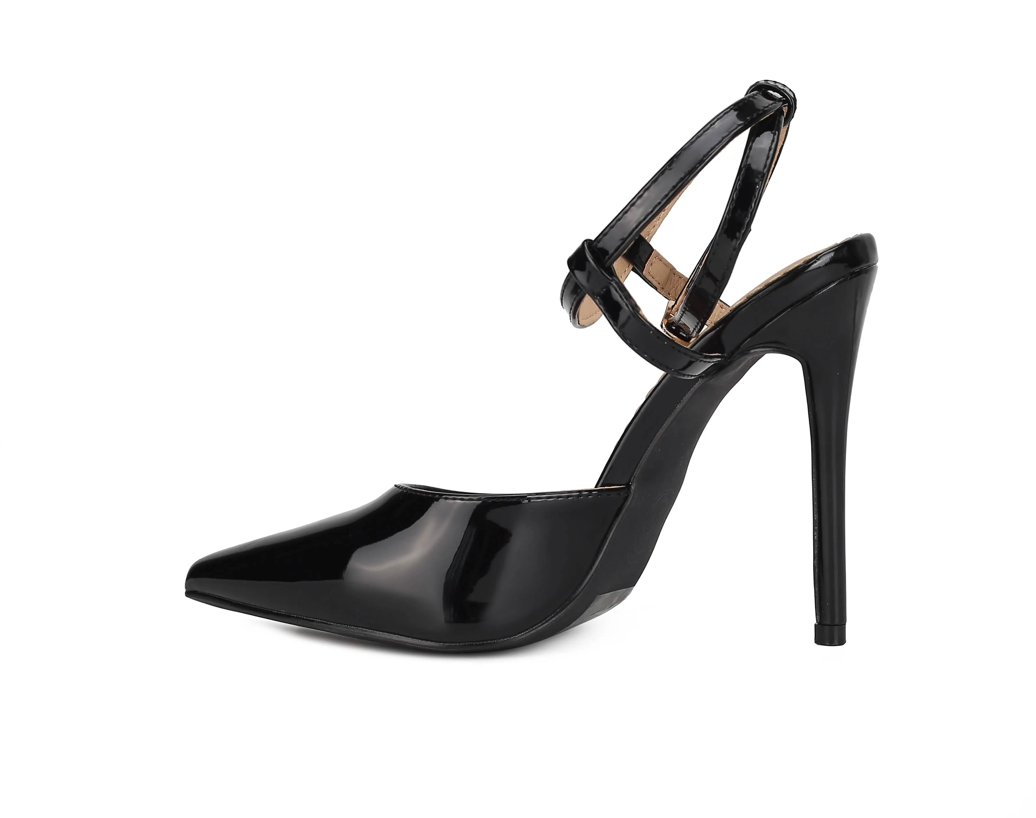 Brianna Chic Vegan Leather Stiletto Heels with Adjustable Ankle Strap