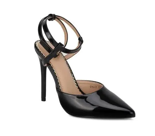 Brianna Chic Vegan Leather Stiletto Heels with Adjustable Ankle Strap
