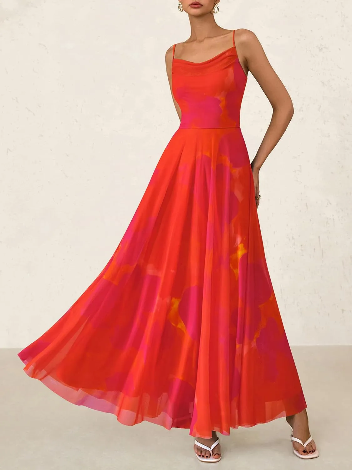 BTFBM Women Summer Floral Maxi Dresses Elegant Spaghetti Strap Dress Printed Party Dress Beach Long Dresses