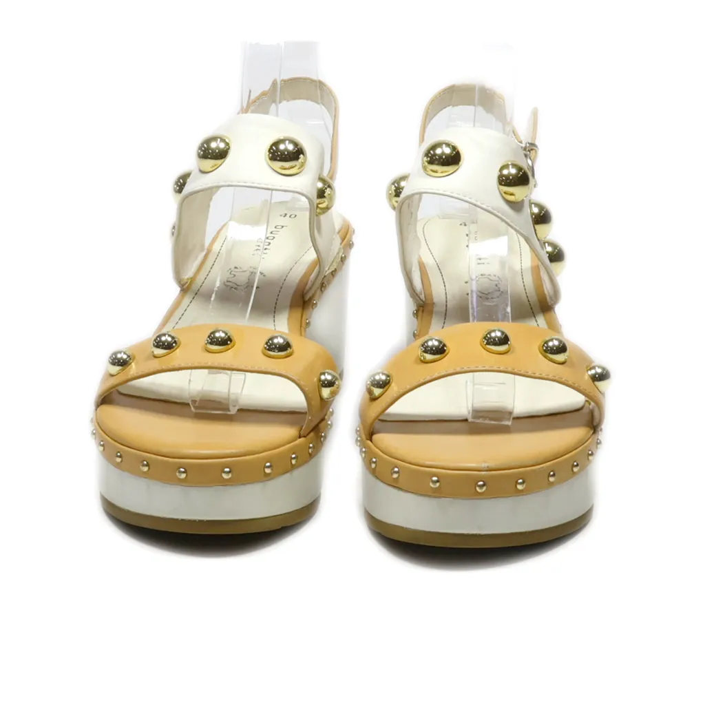 Bugatti Wedge Sandals Leather Brown Colour For Women