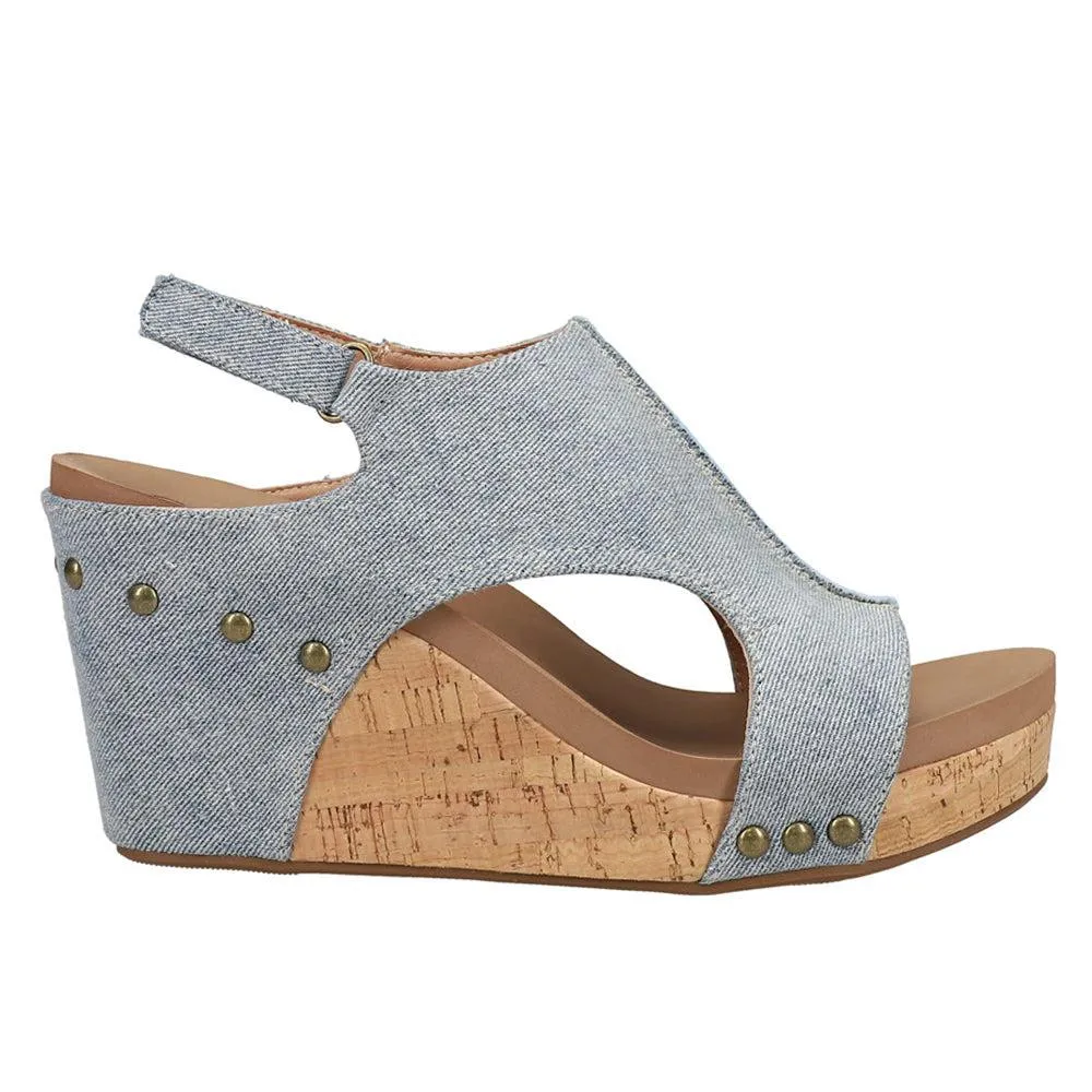 Carley - Denim Wedge Sandals