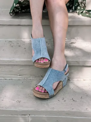 Carley - Denim Wedge Sandals