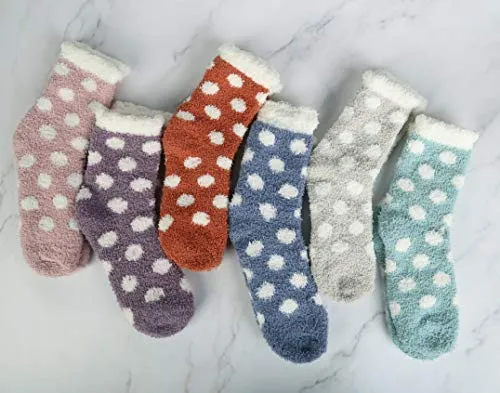 Chalier 6 Pairs Winter Fuzzy Socks for Women Cozy Slipper Socks Warm Fluffy Socks Gifts for Women Casual Home Sleeping(Khaki)