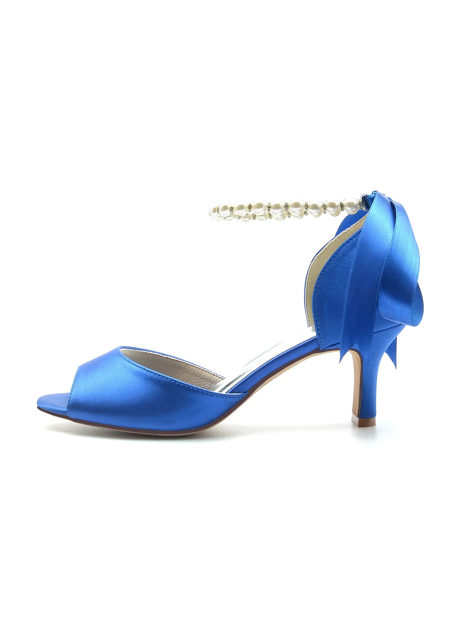 Chic Peep Toe Ribbons Faux Pearl Pumps