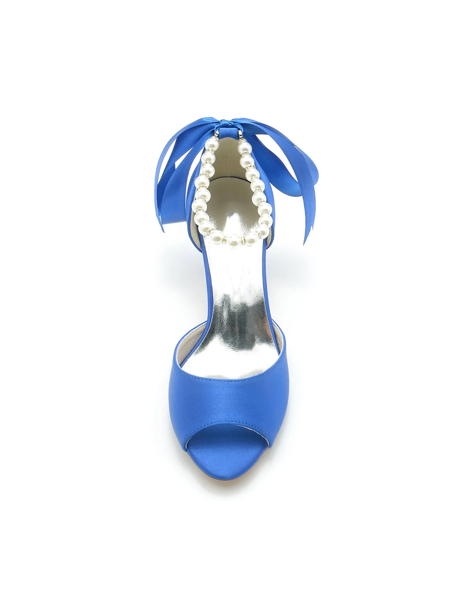 Chic Peep Toe Ribbons Faux Pearl Pumps