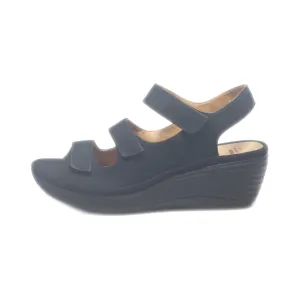 Clarks Wedge Sandals Suede Black Colour For Women