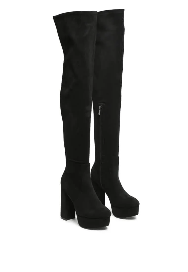 Dramatic Over-the-Knee Chunky Block Heel Boots