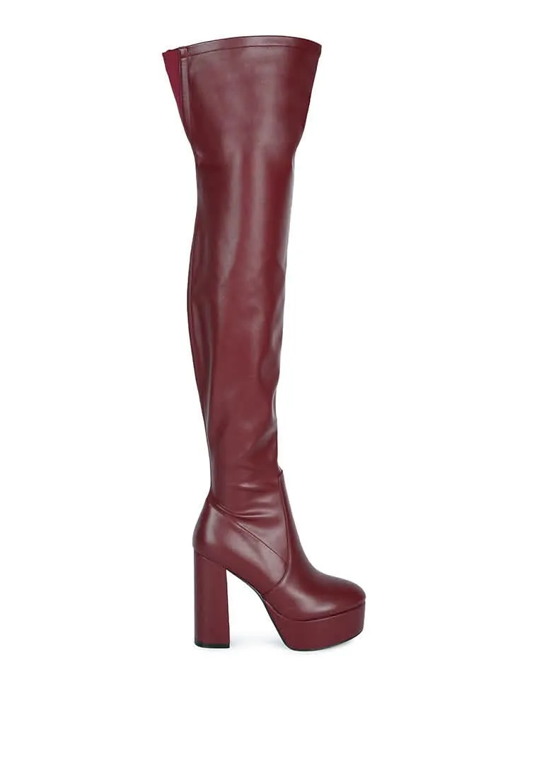 Dramatic Over-the-Knee Chunky Block Heel Boots
