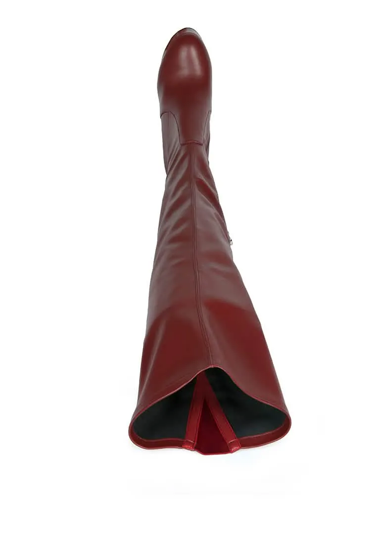Dramatic Over-the-Knee Chunky Block Heel Boots