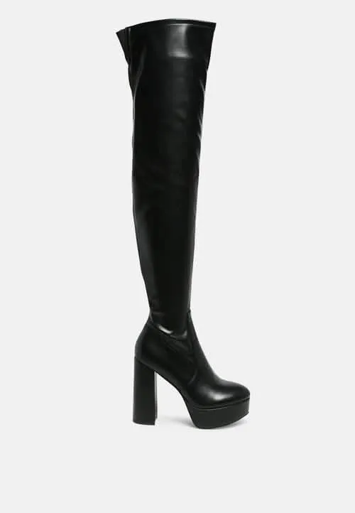 Dramatic Over-the-Knee Chunky Block Heel Boots