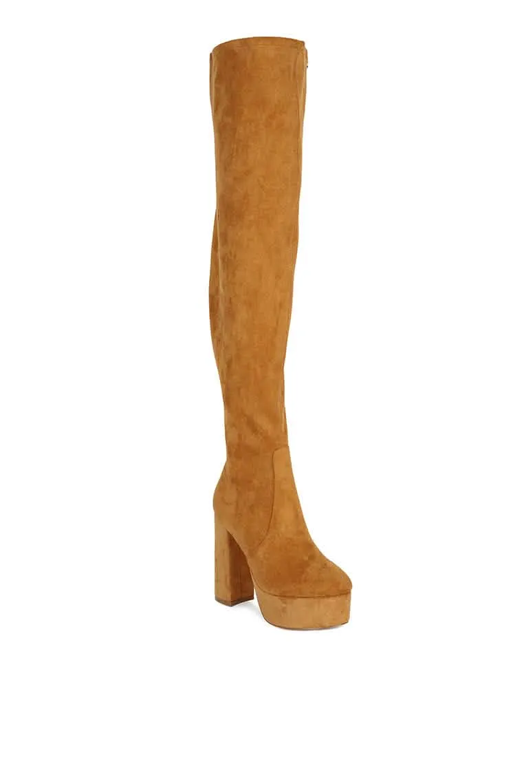 Dramatic Over-the-Knee Chunky Block Heel Boots