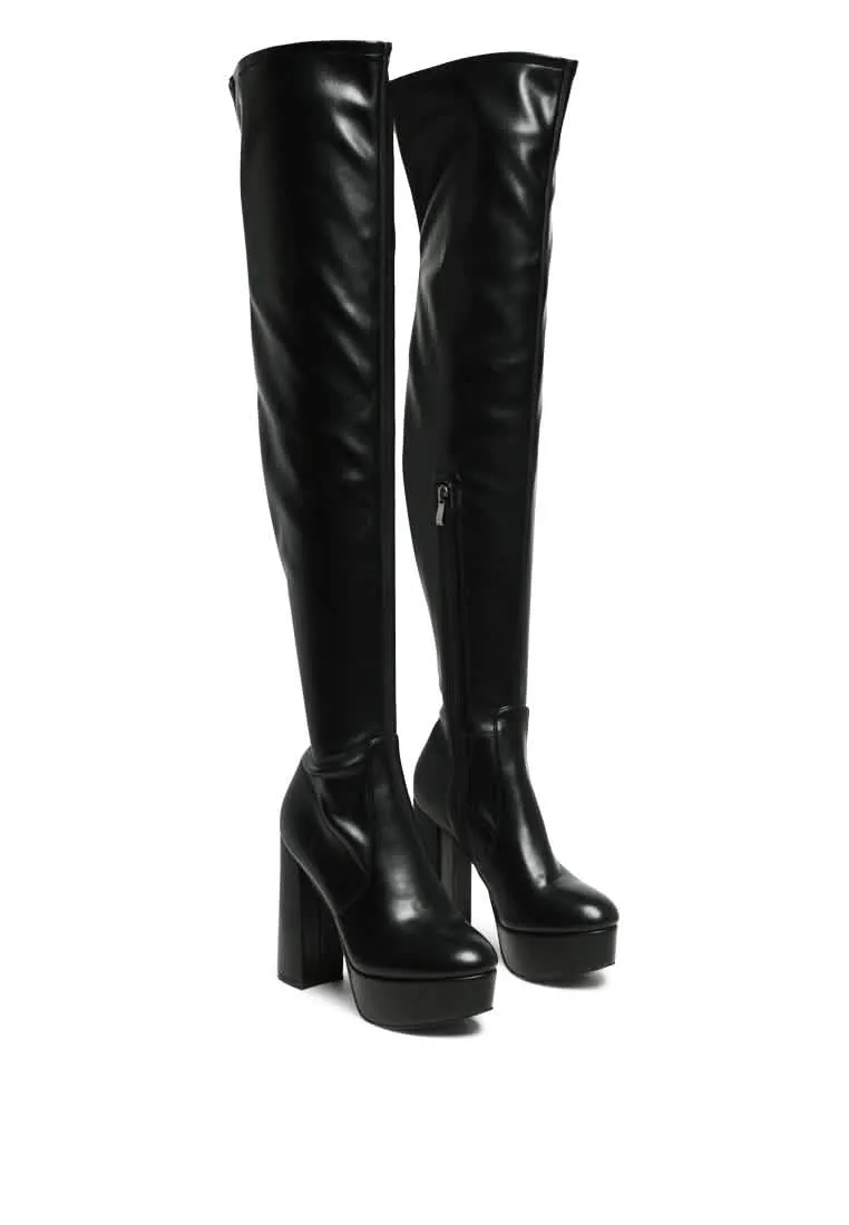 Dramatic Over-the-Knee Chunky Block Heel Boots