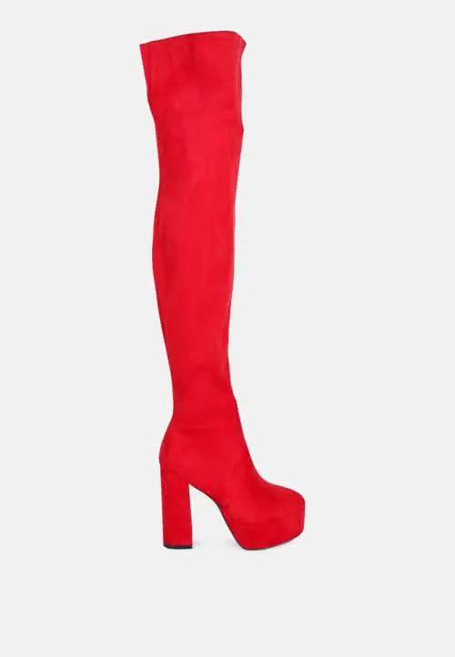 Dramatic Over-the-Knee Chunky Block Heel Boots