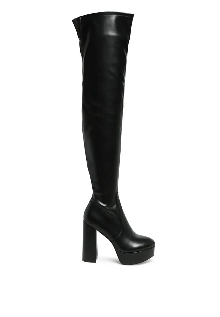 Dramatic Over-the-Knee Chunky Block Heel Boots