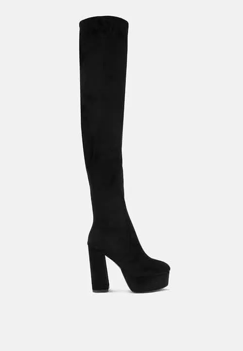 Dramatic Over-the-Knee Chunky Block Heel Boots