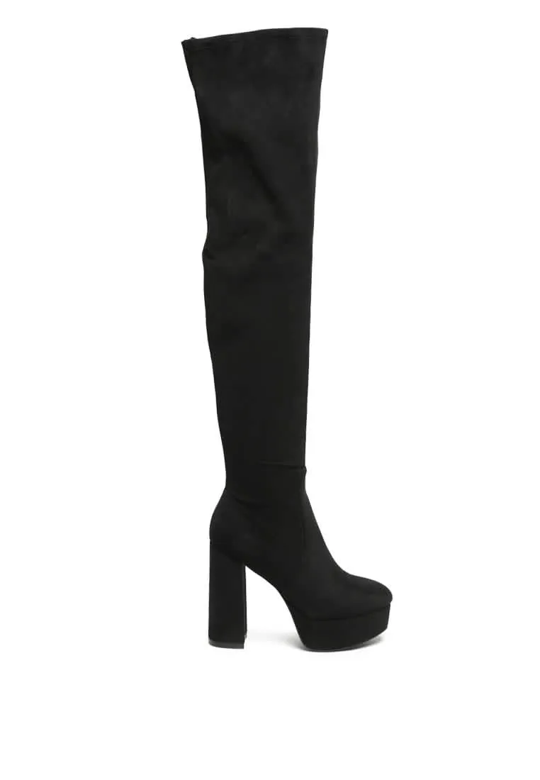 Dramatic Over-the-Knee Chunky Block Heel Boots