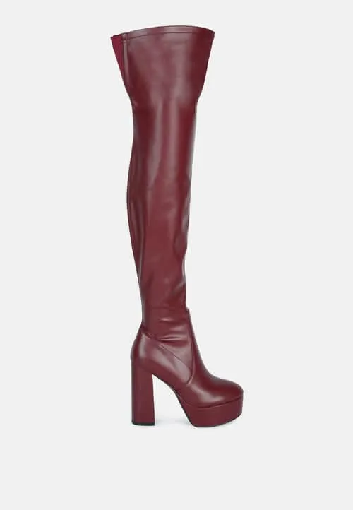 Dramatic Over-the-Knee Chunky Block Heel Boots
