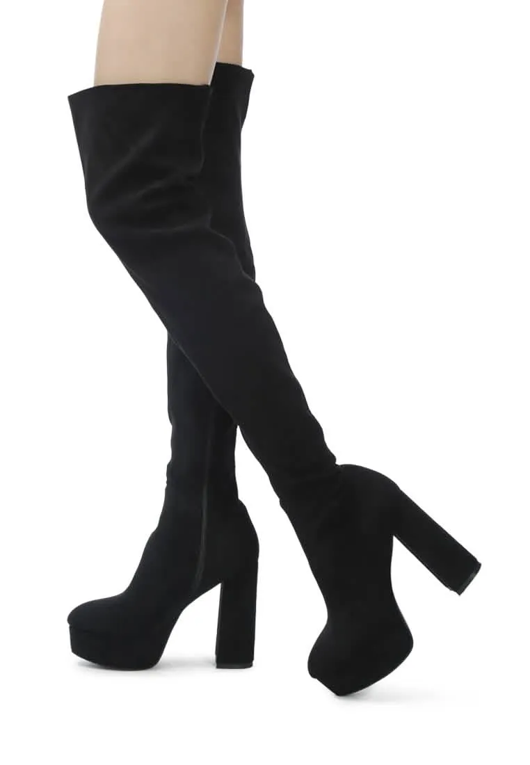 Dramatic Over-the-Knee Chunky Block Heel Boots