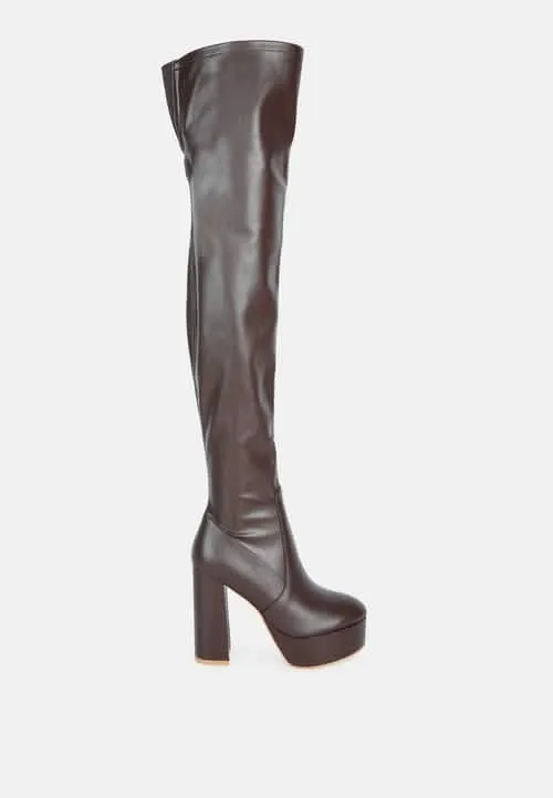 Dramatic Over-the-Knee Chunky Block Heel Boots