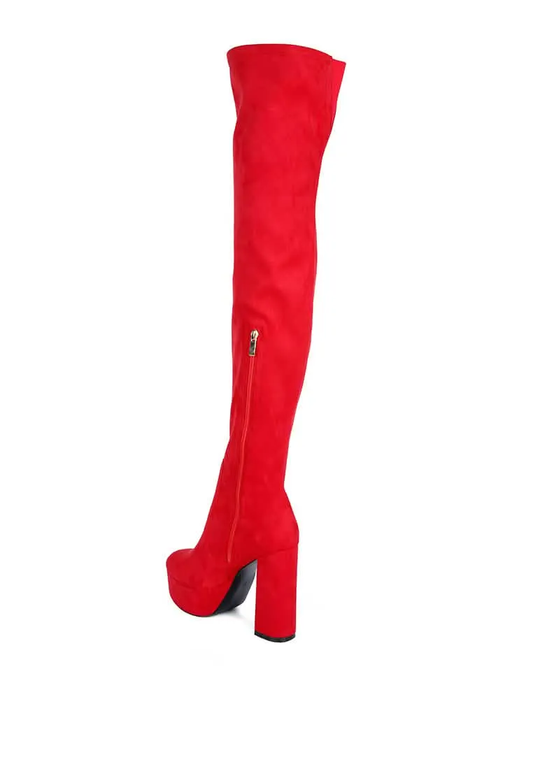 Dramatic Over-the-Knee Chunky Block Heel Boots