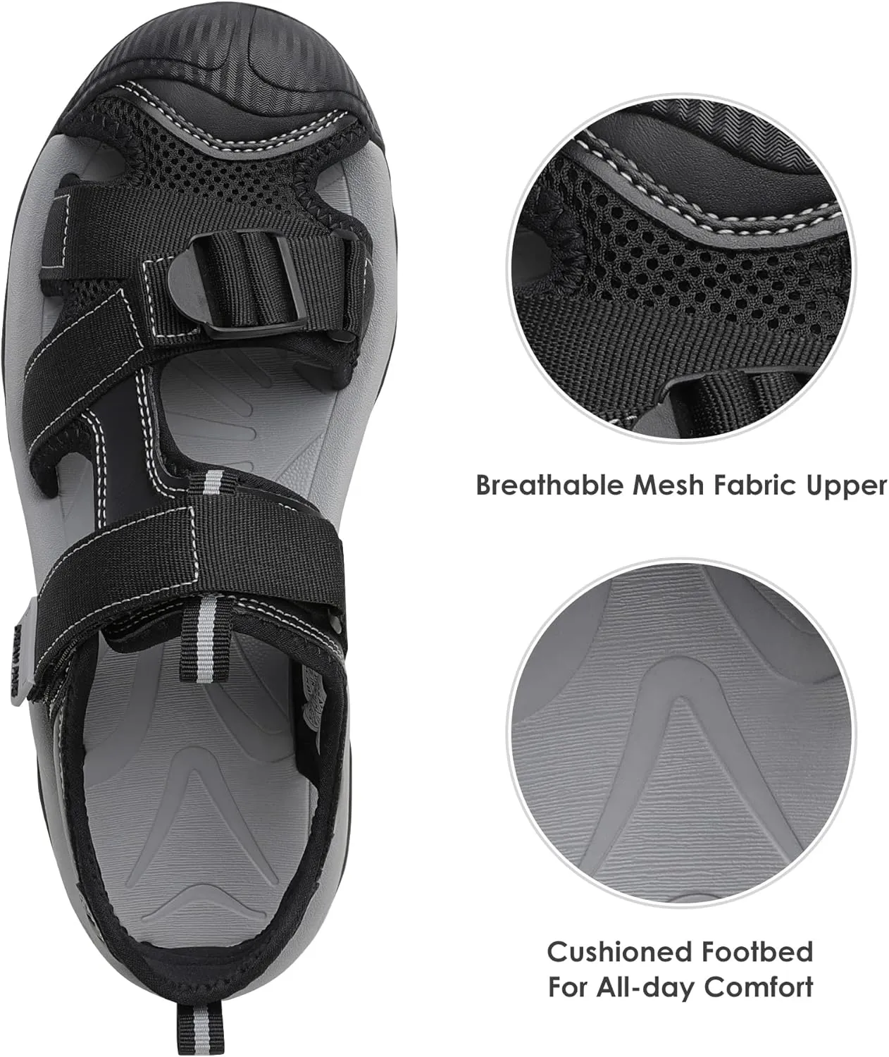 DREAM PAIRS Men??s Sport Outdoor Hiking Sandals Closed Toe Athletic Adventure Beach Fisherman Water Sandals