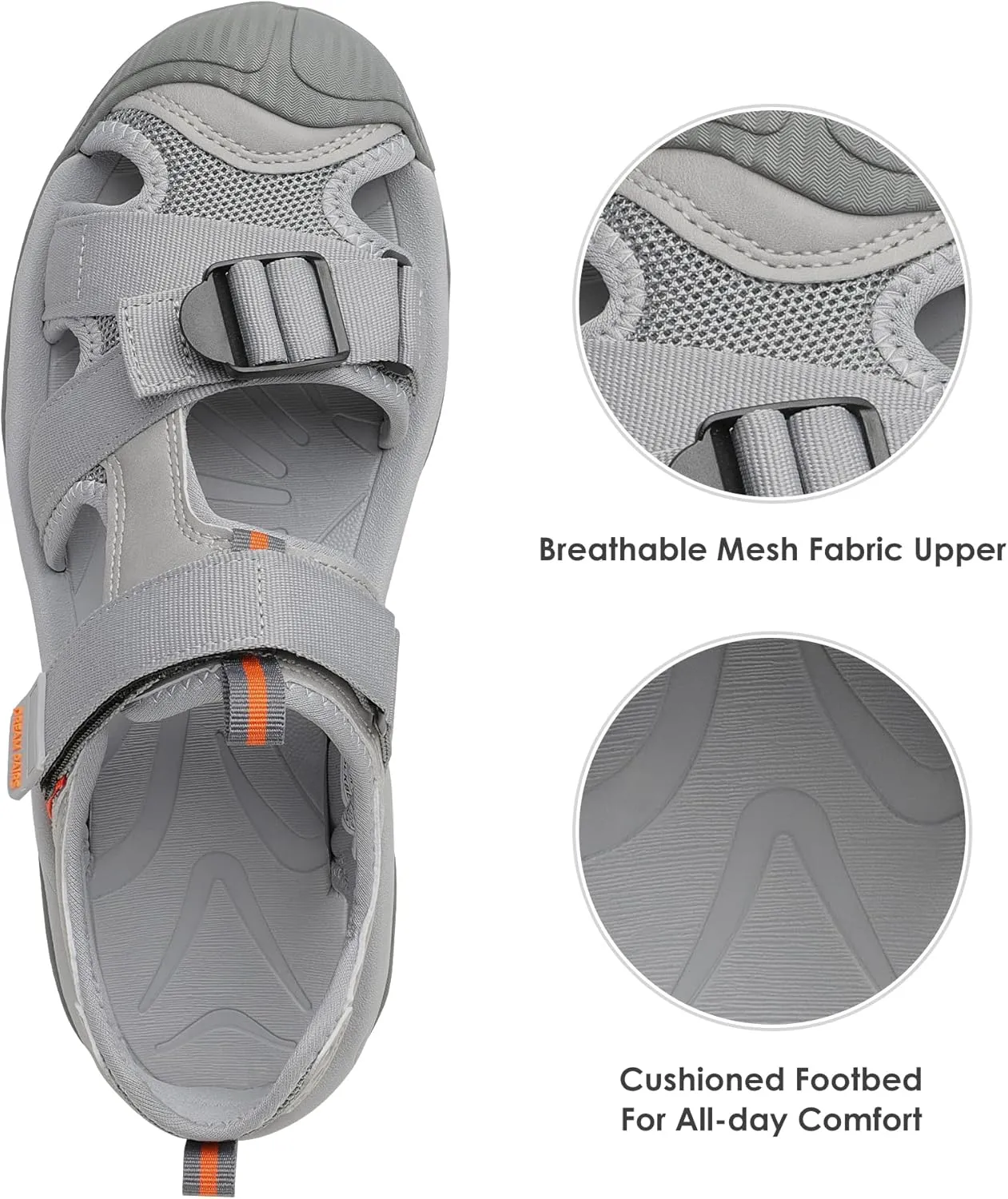DREAM PAIRS Men??s Sport Outdoor Hiking Sandals Closed Toe Athletic Adventure Beach Fisherman Water Sandals