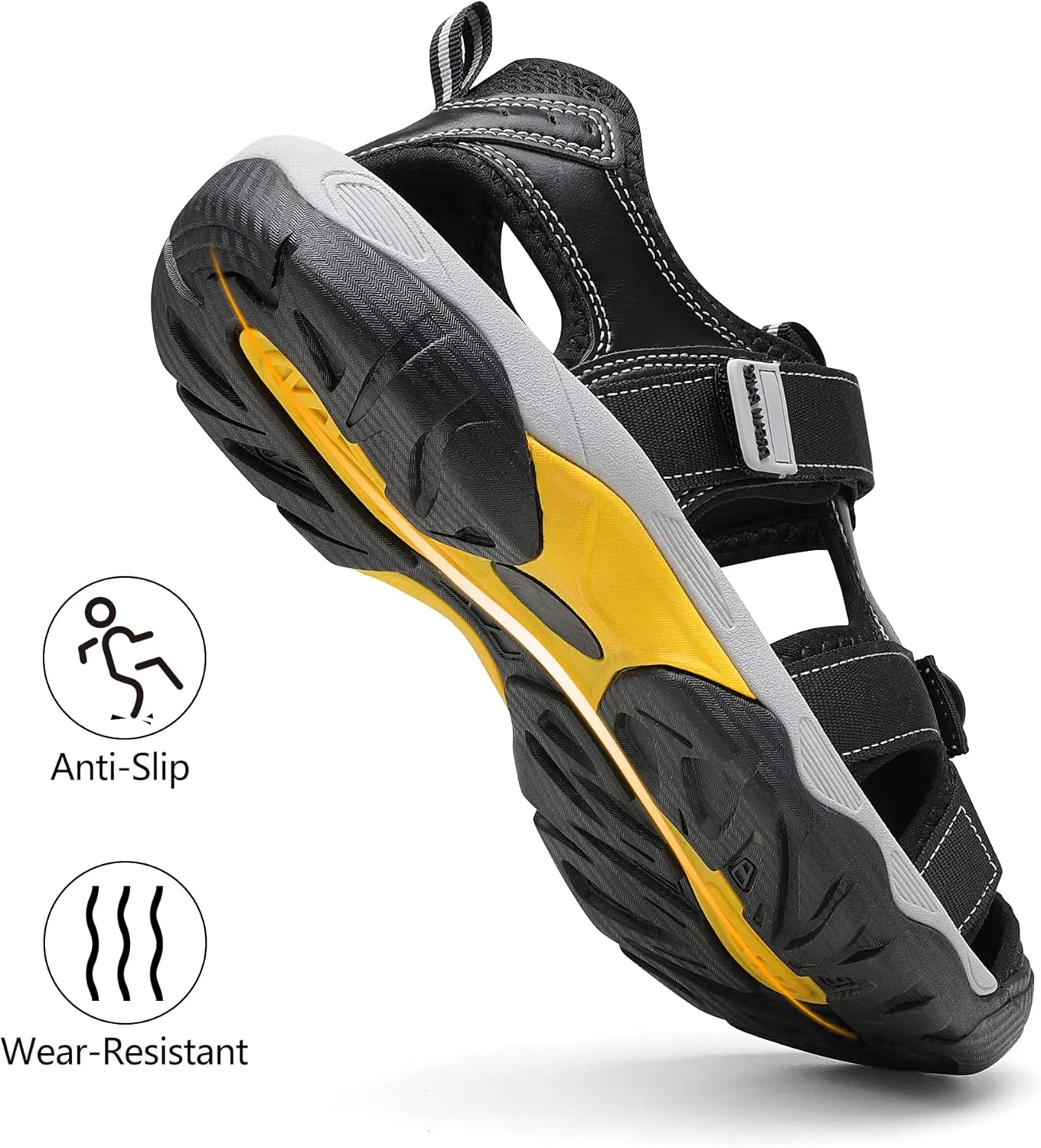 DREAM PAIRS Men??s Sport Outdoor Hiking Sandals Closed Toe Athletic Adventure Beach Fisherman Water Sandals