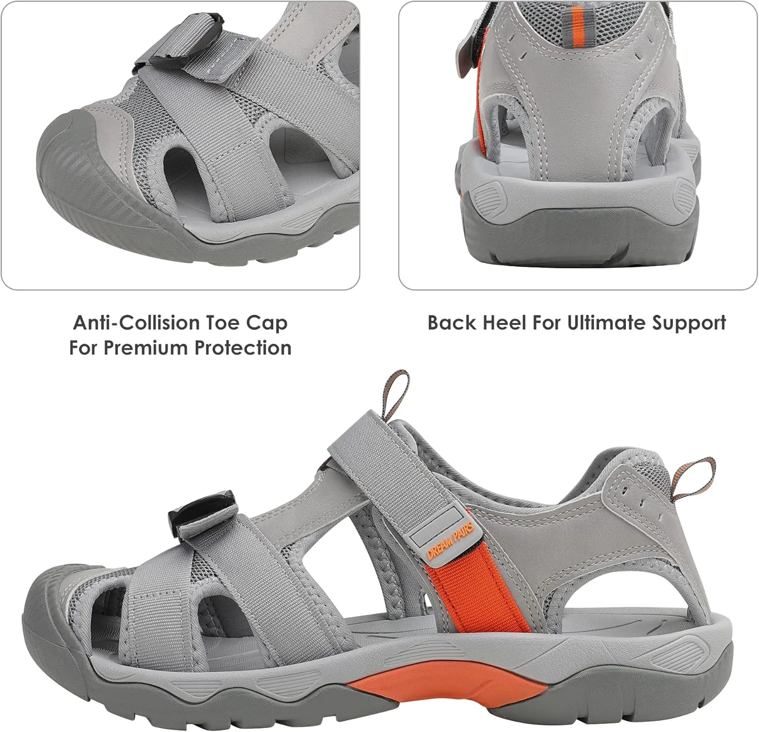 DREAM PAIRS Men??s Sport Outdoor Hiking Sandals Closed Toe Athletic Adventure Beach Fisherman Water Sandals