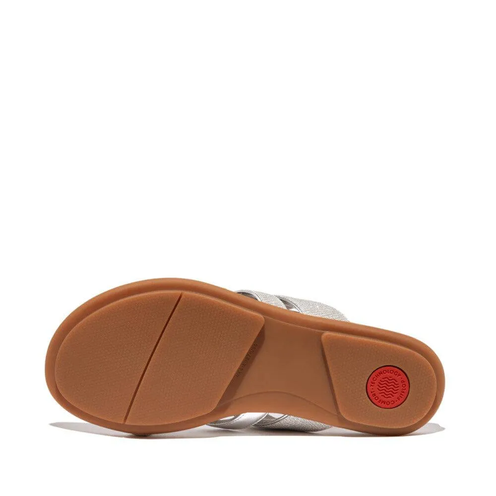 FitFlop HQ2-011 Gracie Shimmerlux Strappy Ladies Silver Toe Post Sandals