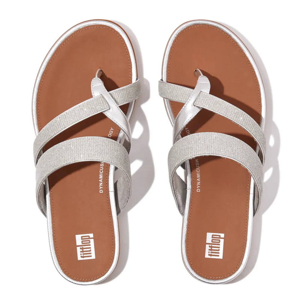 FitFlop HQ2-011 Gracie Shimmerlux Strappy Ladies Silver Toe Post Sandals