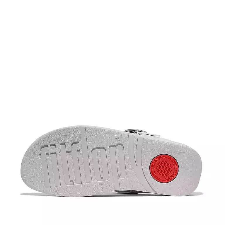 Fitflop Ig4-011 Lulu Adjustable Buckle Ladies Silver Leather & Textile Toe Post Sandals