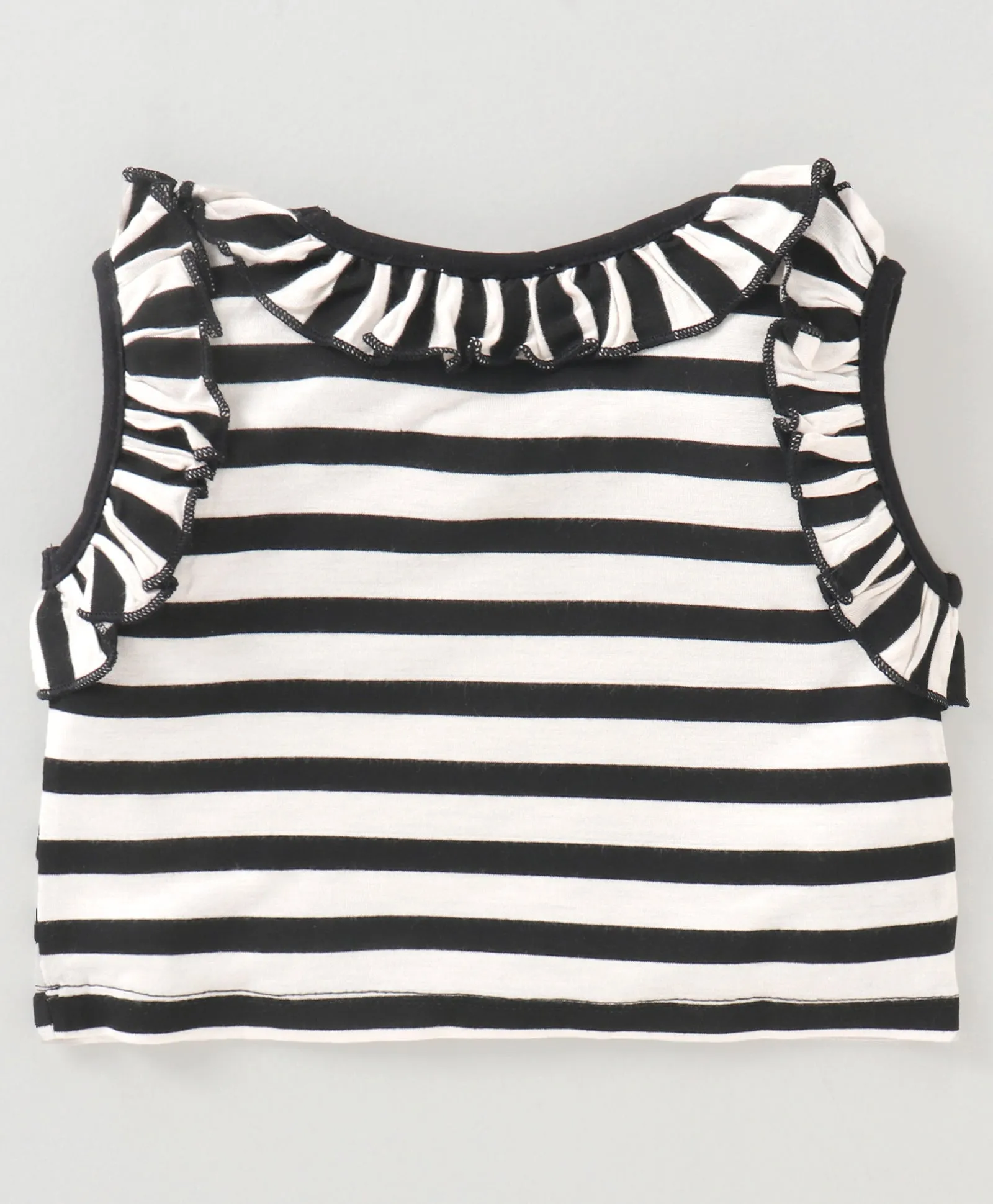 Frilled Striped Top Flapped Short Set