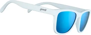 goodr Iced By Yetis Polarized Sunglasses for Men & Women, Medium Sized (OG), White Solid Frame with Blue Mirrored Reflective Lens, UV400 Protection, No Slip, No Bounce