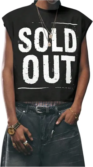 GORGLITTER Men's Dolman Sleeve Crop Vest Top T Shirts Crewneck Loose Pullover Tank Tops