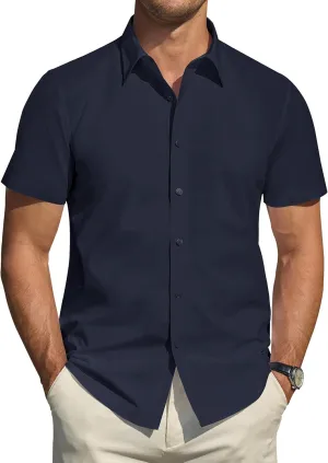 J.VER Men's Short Sleeve Dress Shirts Stretch Stain Shield Casual Button Down Shirts Solid Formal Shirt J.VER Men's Short Sleeve Dress Shirts Stretch Stain Shield Casual Button Down Shirts Solid Formal Shirt