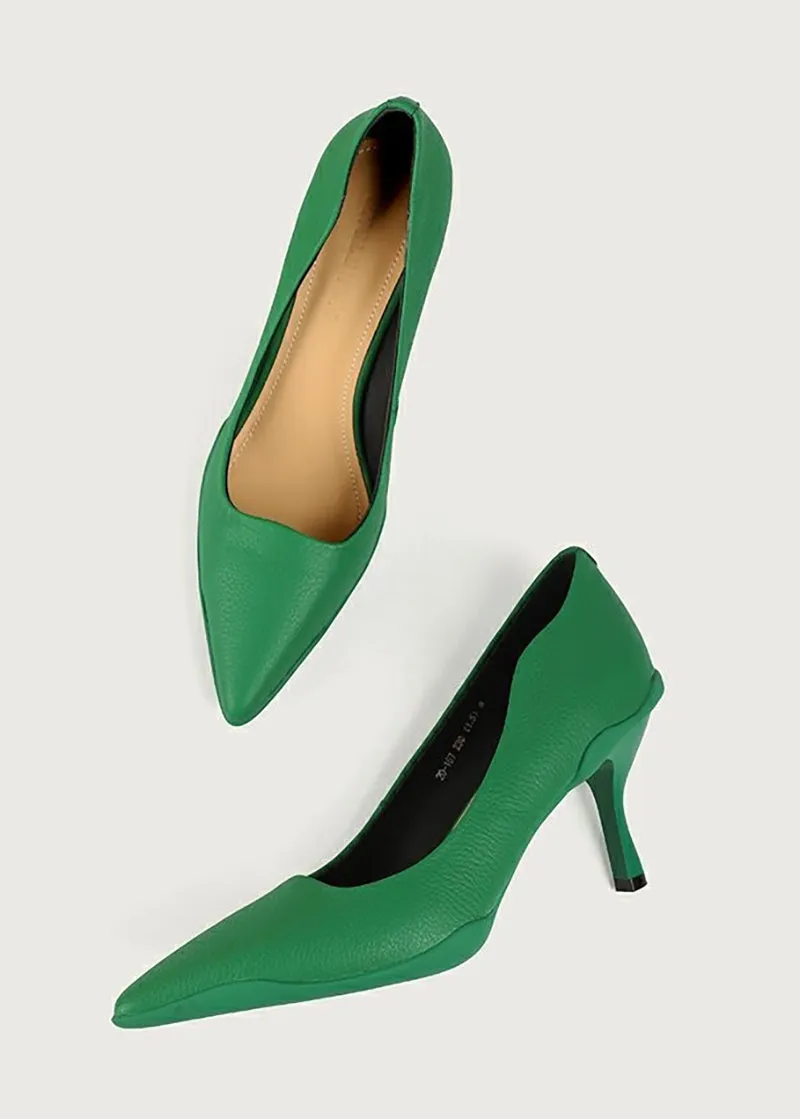 Laurel Textured Leather Pointed Toe Pumps