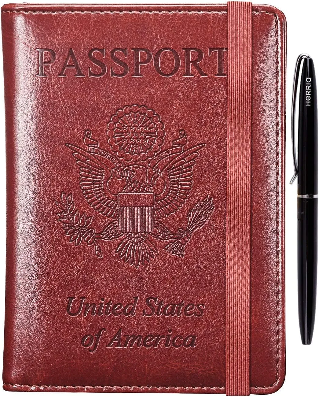 Leather Passport Holder Cover Case and  RFID Blocking Travel Wallet/Card Case for Women and Men