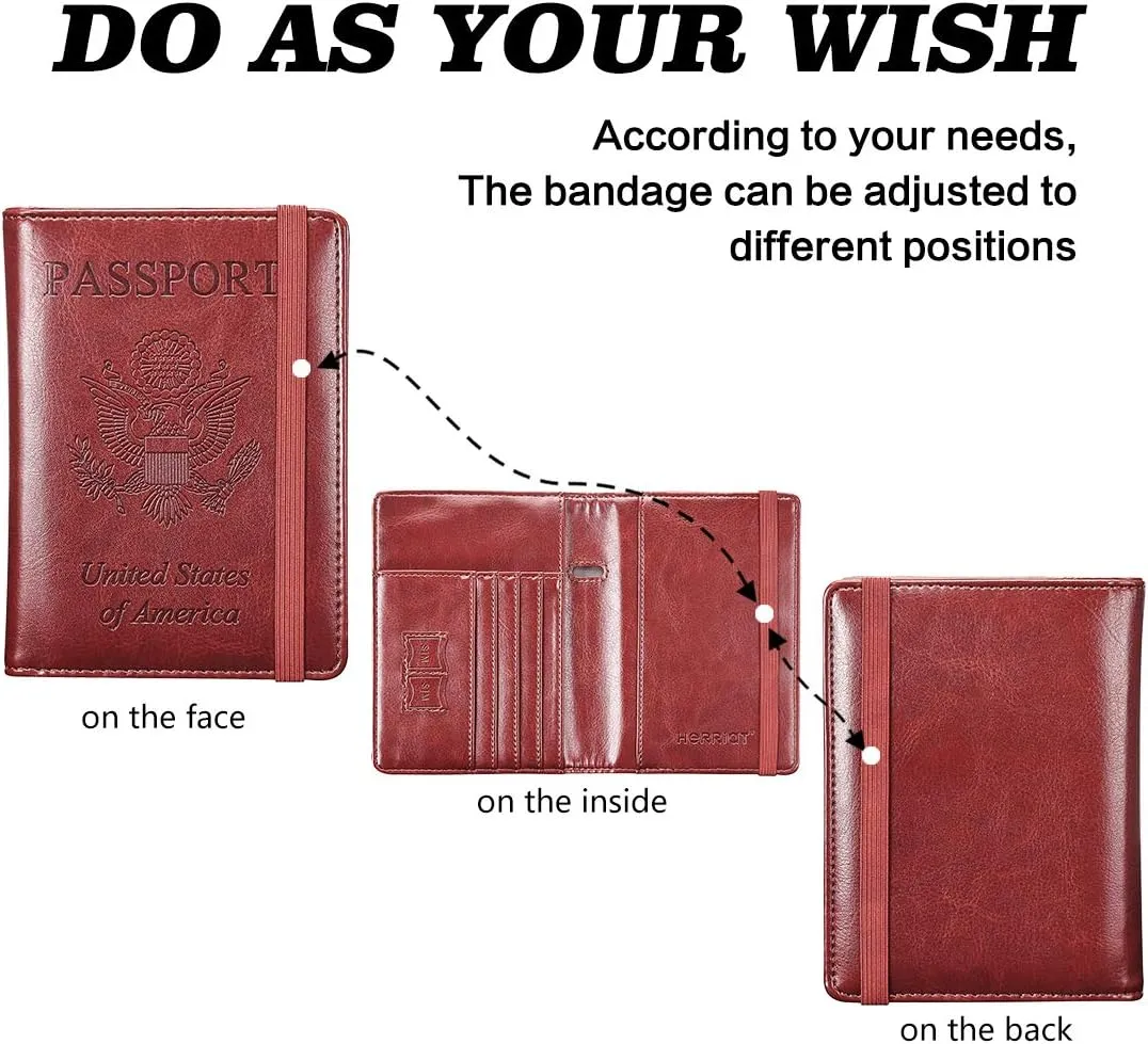 Leather Passport Holder Cover Case and  RFID Blocking Travel Wallet/Card Case for Women and Men