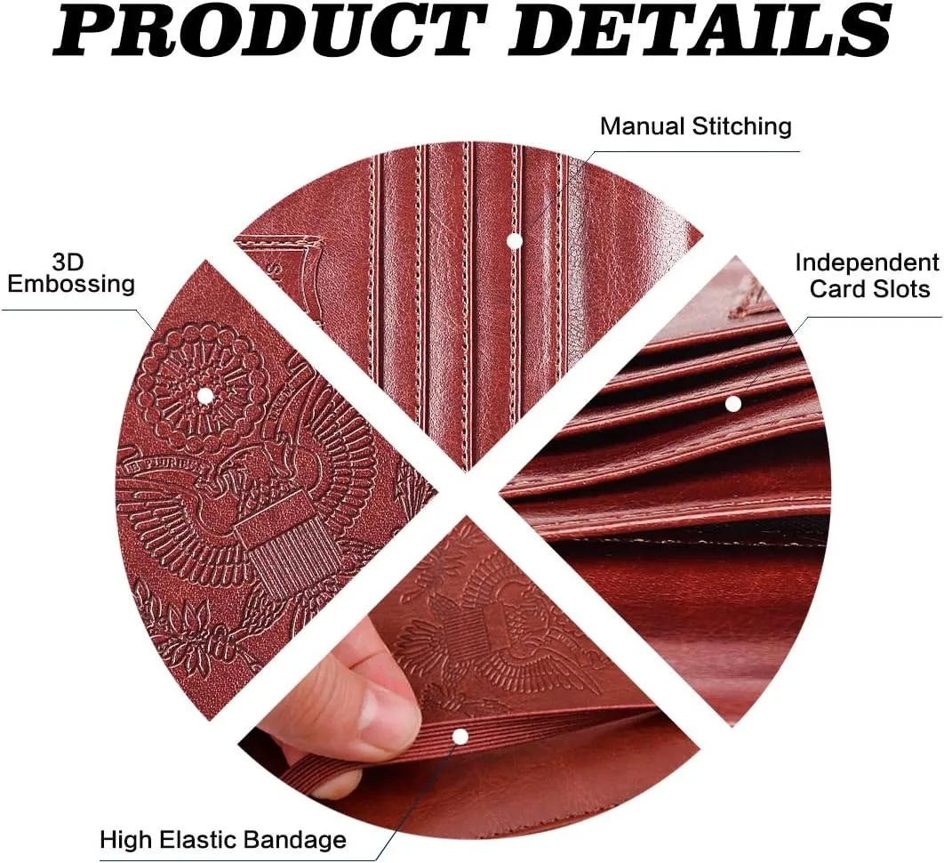 Leather Passport Holder Cover Case and  RFID Blocking Travel Wallet/Card Case for Women and Men