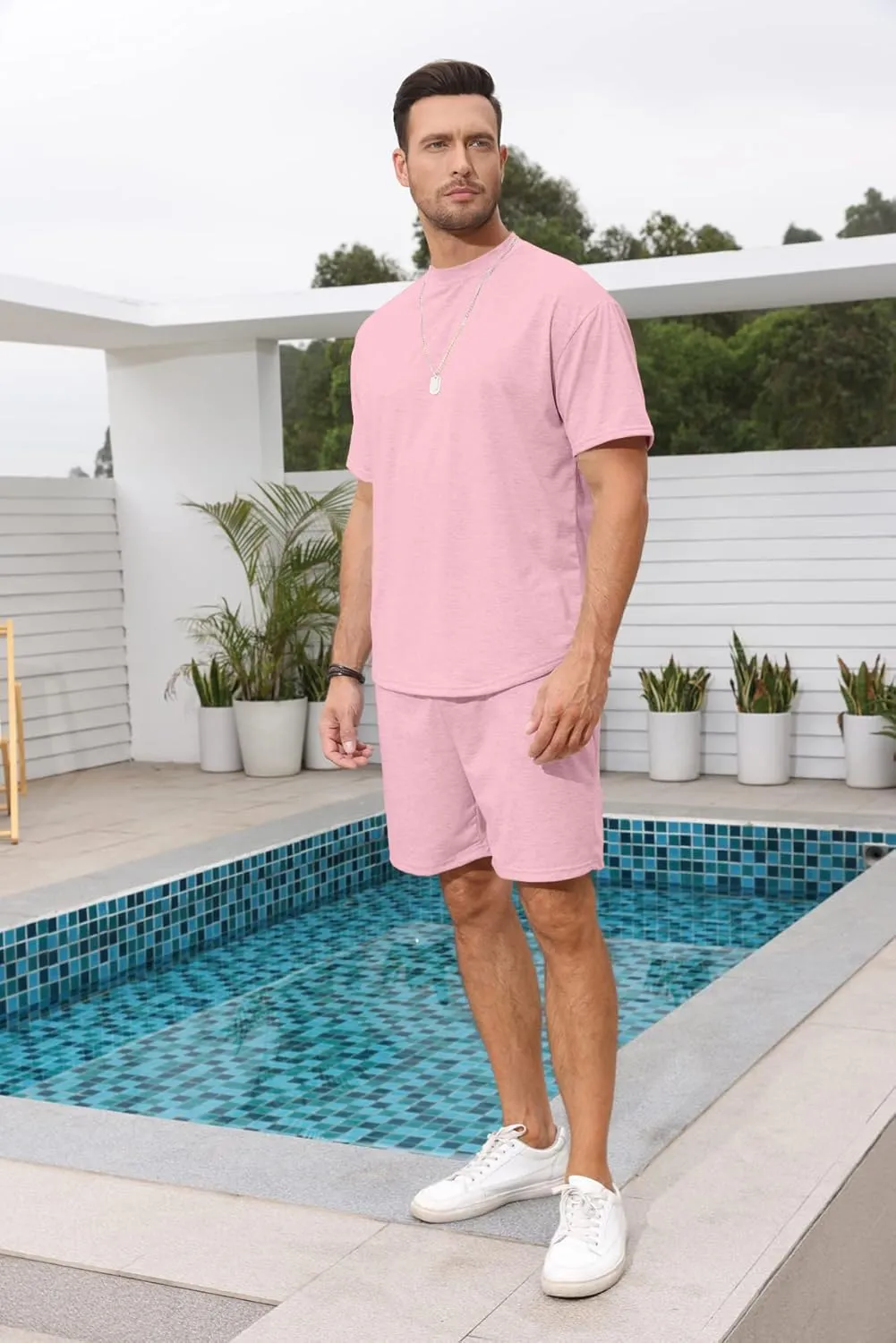 Lexiart Mens 2 Piece Outfits Casual Tracksuit Shorts Summer Sweatsuit Oversize Short Sleeve Sport Set