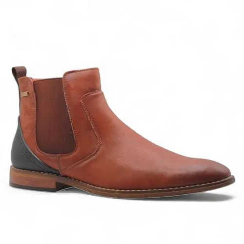 Men's 49113 Leather Lined Ankle High Classic Chelsea Dress Boots